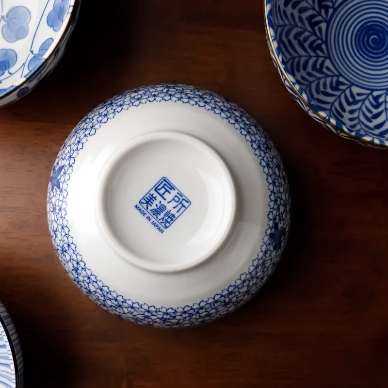 6 дюймов японский синий и белый фарфор керамическая Говядина Ramen чаша для