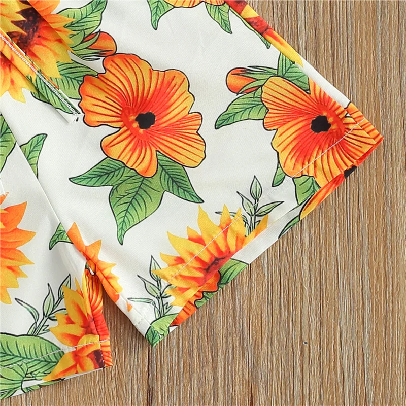 

2Pcs Baby Girls Clothes Sets,Summer Children Girls Sunflower Print Rruffle Elastic High Waist Camisole+Shorts,9Months-5Years