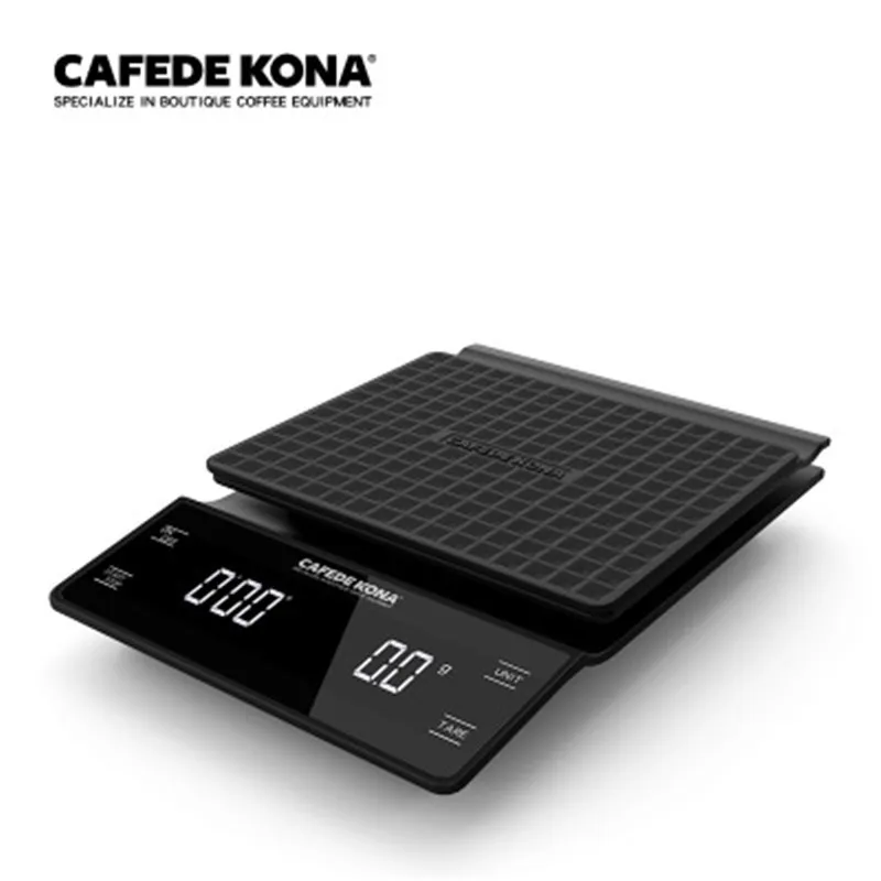 

CAFEDE KONA Electronic Scale with Timer 3KG/0.1g Drip Coffee Scales Precision Smart Waterproof Kitchen Scale Food Weight Scales