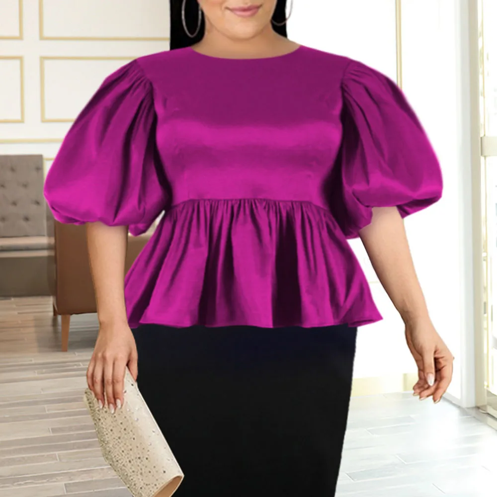 

Блузка женская летняя, оверсайз, зеленая, с рукавами-фонариками и высокой талией, 2021