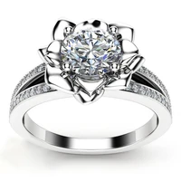 micro inlaid zircon ring couple ring creative flower shape diamond ring elegant and personalized wedding ring birthday gift