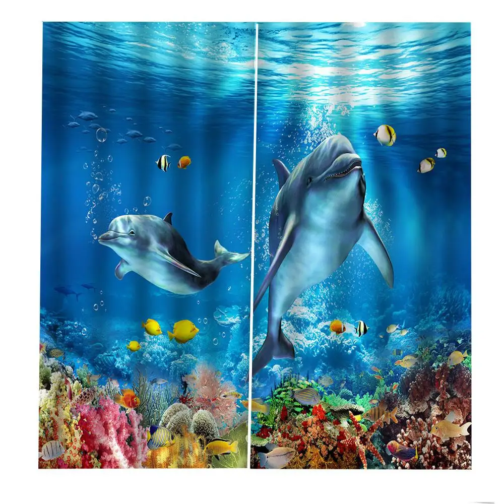 Подводная занавеска для душа с изображением животных океана рыба дельфин