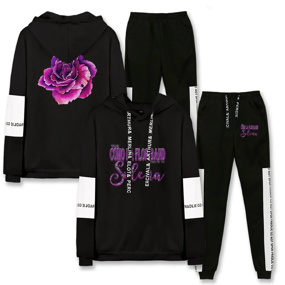 

selena quintanilla Pop singer Cool Raglan Sweatshirt Suit Harajuku Winter Casual New Hoodies+Long Pants Sport Set