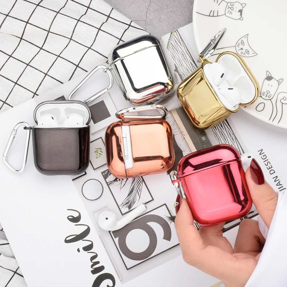 

Electroplated Earphone Case For Apple Airpods Hard PC Case For AirPods Headphone Charging Box Cover Shell Fashion Cool Fundas