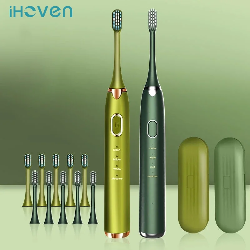 

iHoven Ultrasonic Electric Toothbrush Adult Timer Brush 4 Mode USB Charger Rechargeable IPX8 Tooth Brushes Replacement Heads Set