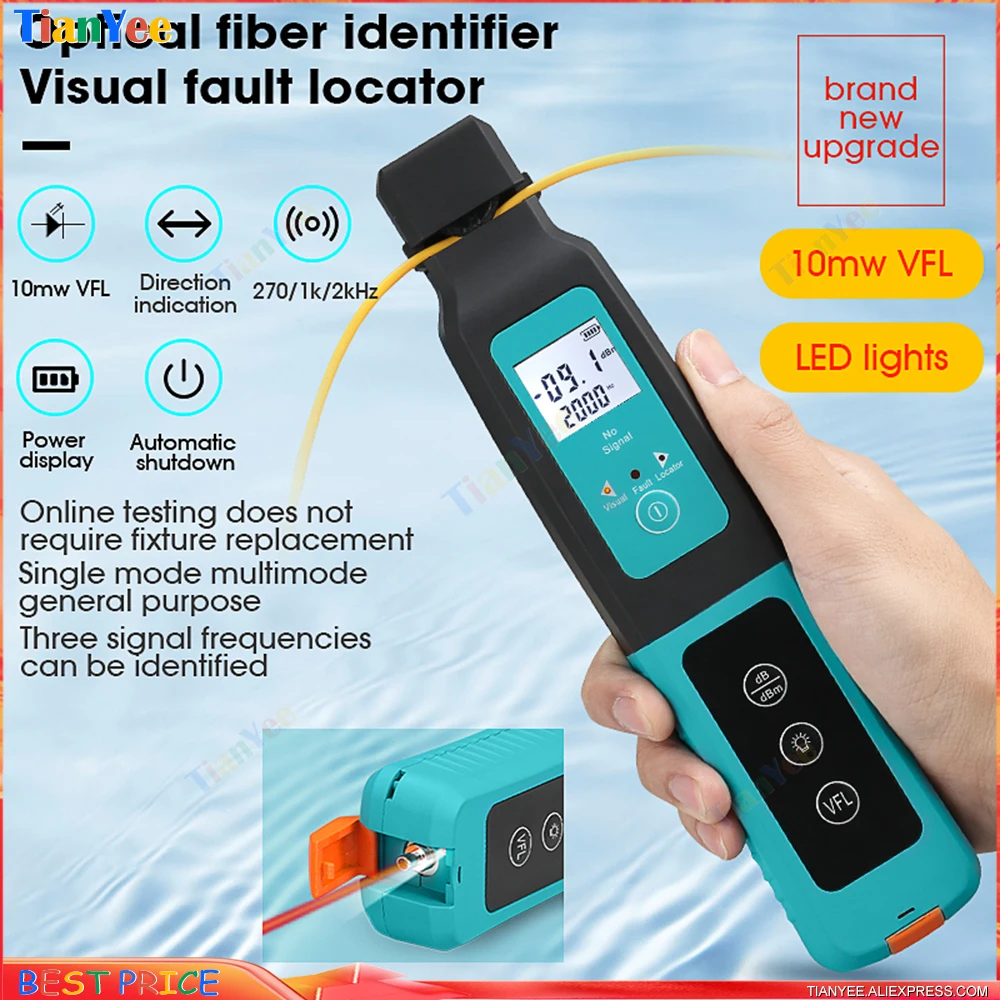brand new aua 40 fiber optical identifier 10mw visual fault locator built in 800 1700nm sm mm mode tester free global shipping