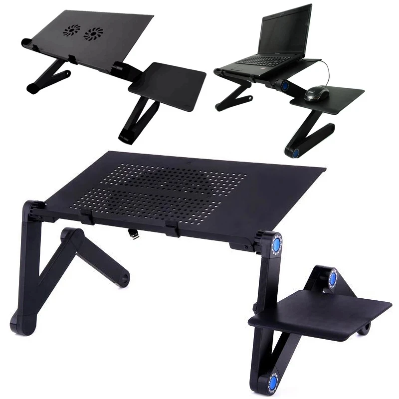 

Cooling Fan Laptop desk Portable Adjustable Foldable Computer Desks Notebook Holder tv bed PC Lapdesk Table Stand With Mouse Pad