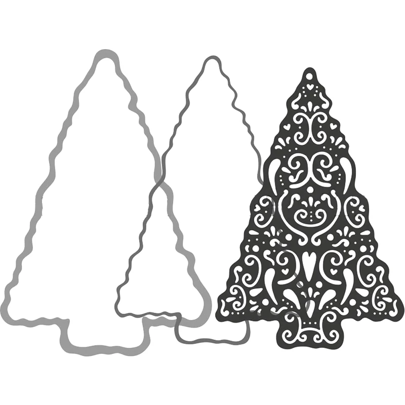 Необычные вырезанные штампы в виде дерева для изготовления открыток