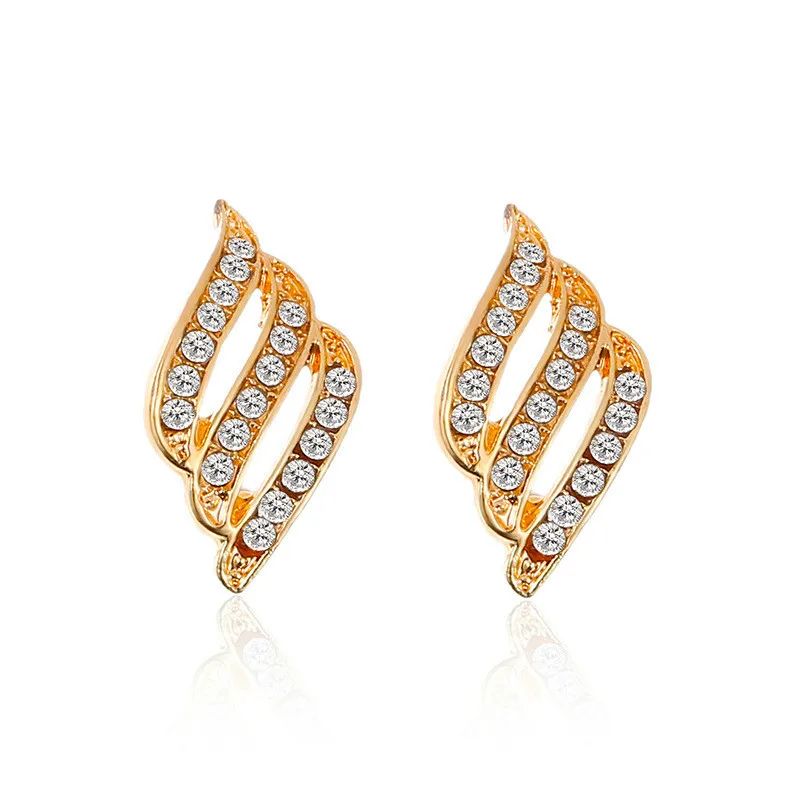 

Fashion Angel Wings Female Feathers Diamond Pierced Earrings jewelry