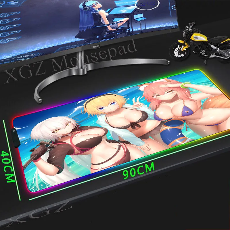 Большой игровой коврик для мыши XGZ по индивидуальному заказу RGB с застежкой на