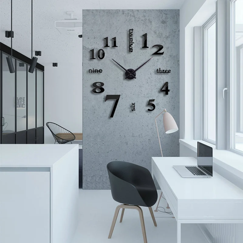 

2020 New Clock DIY Acrylic Mirror Wall Clock Europe 3D Big Quartz Watch Still Life Clocks Living Room Home Decoration Stickers
