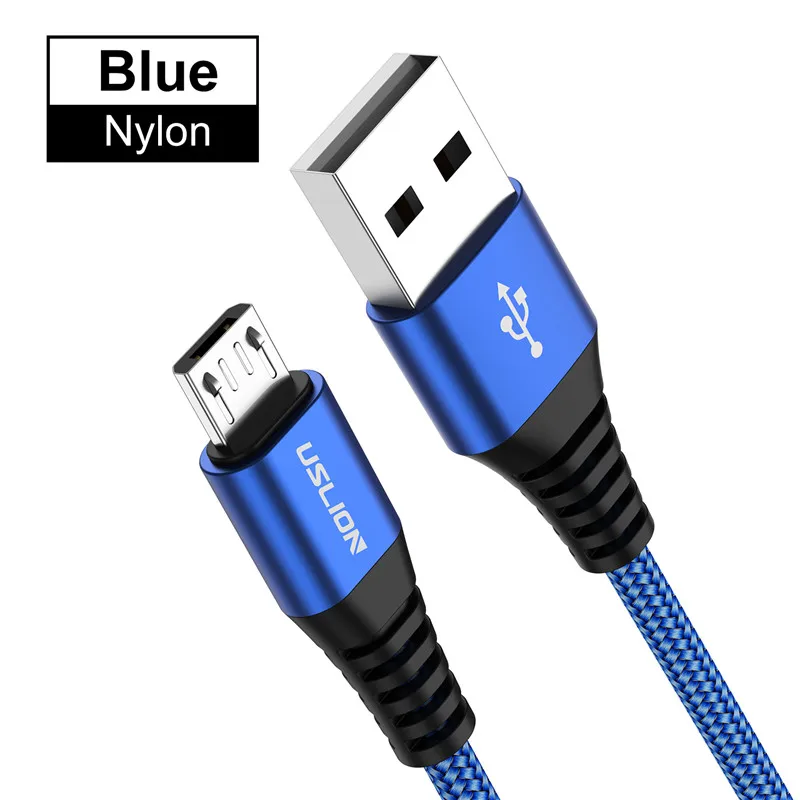 Blue USLION 3A Micro USB быстрый заряд кабеля USB кабель для передачи данных провод для Samsung Xiaomi Redmi Note 4 5 Android кабель Microusb Быстрая зарядка - Цвет: Blue