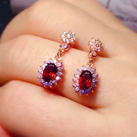 dazzling silver gemstone earrings for daily wear 4mm6mm vvs grade natural garnet drop earrings 925 silver garnet jewelry