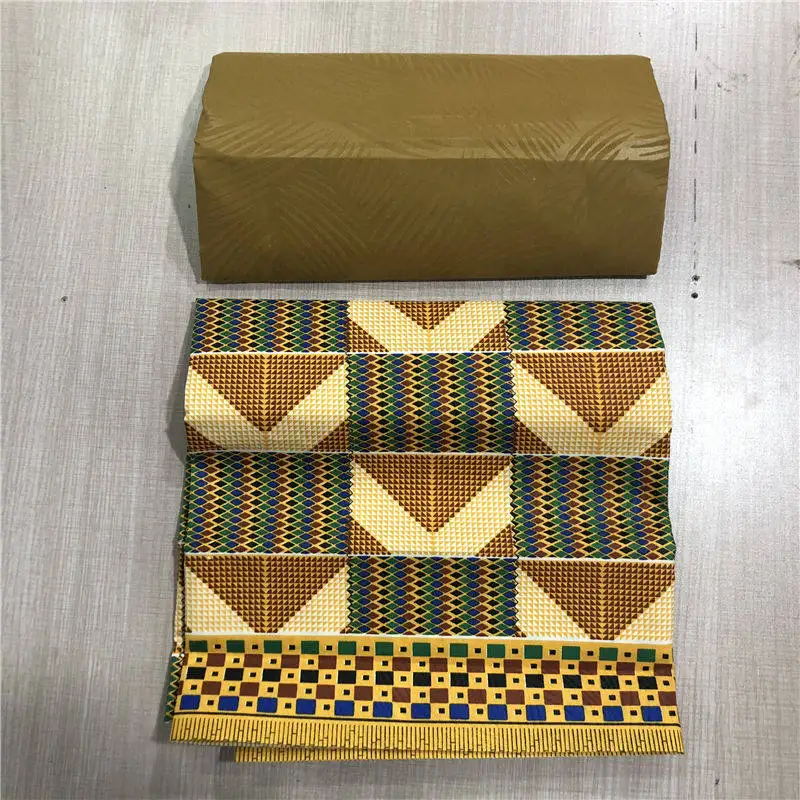 25 Yellow african kente prints wax fabric polyester sewing fabric wax style design african prints polyester 4 yards AW30 - Цвет: 25