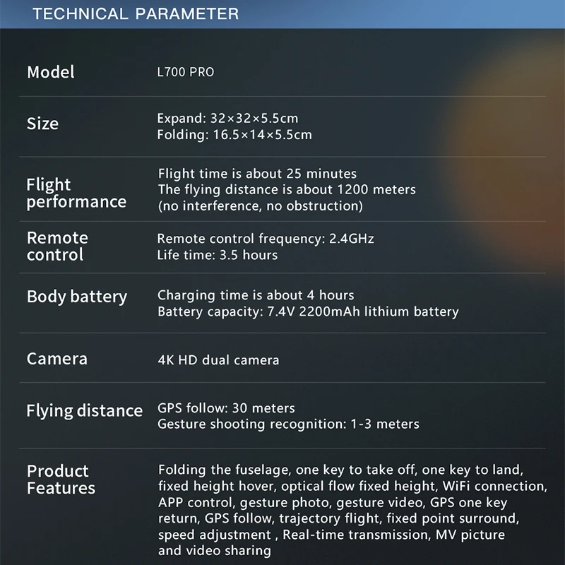 L700 PRO GPS Drone 4K Professional Dual HD Camera FPV 1.2Km Aerial Photography Brushless Motor Foldable Quadcopter Toys | Игрушки и