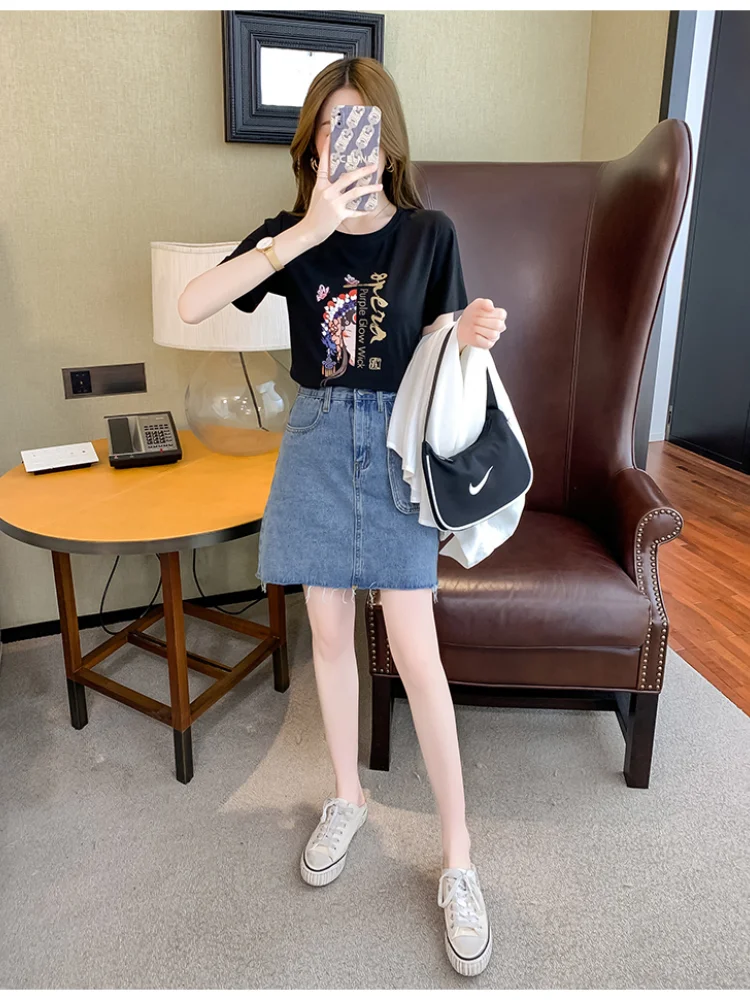 

Houthion Women's T-shirt Print Top Plus Size Tops Lady T-Shirts New Fashion Casual Short Sleeve T Sshirt Cotton Tshirt O-neck