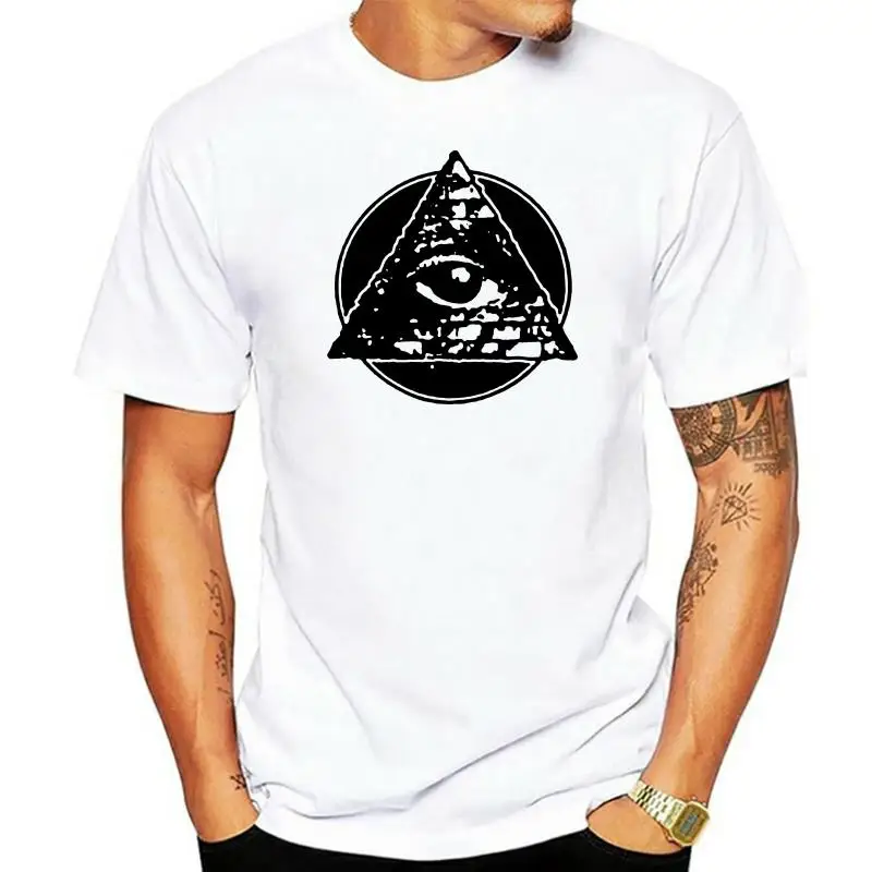 

ILLUMINATI LOGO Pyramid Skater Chest Print Top Blvck Symbol Eye T shirt