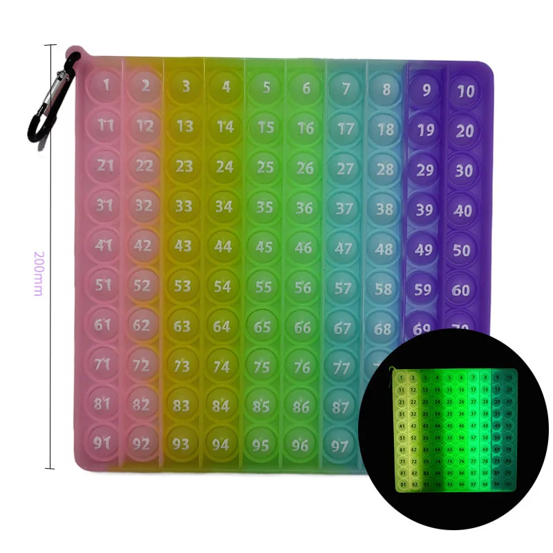 Tabla de multiplicaci&oacute;n de n&uacute;meros Pop Times de gran tama&ntilde;o, suministros escolares de burbuja de empuje de matem&aacute;ticas, teclado Pop, letras del alfabeto, juguetes inquietos-3