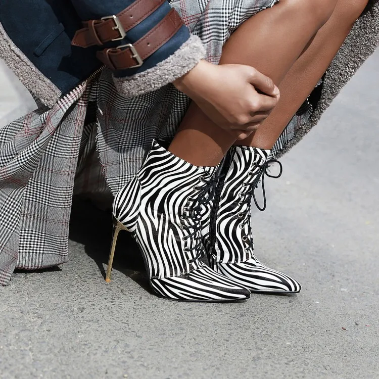 Oversized - boots women shoes ankle for ladies woman winter Striped leopard with pointed head | Обувь