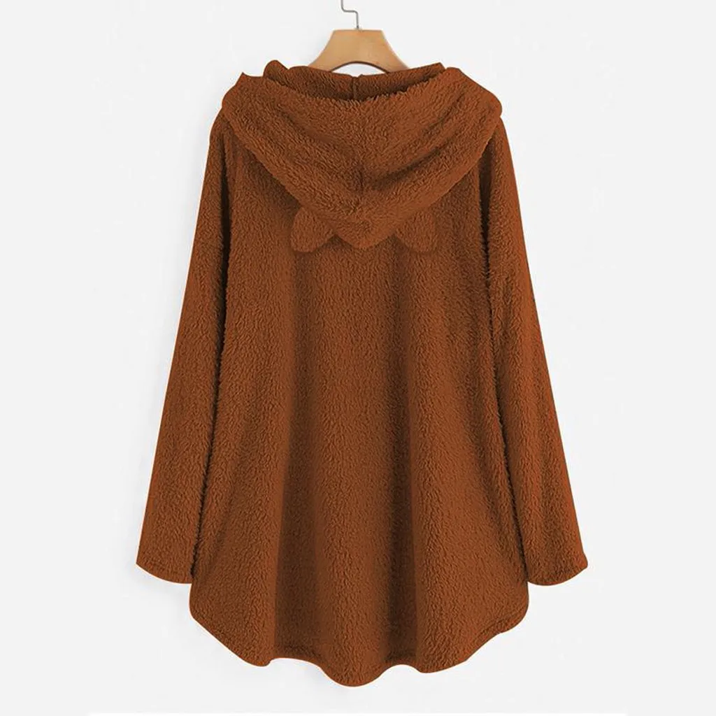 JAYCOSIN толстовка с капюшоном для женщин флисовая вышивка худи кошачьими ушами