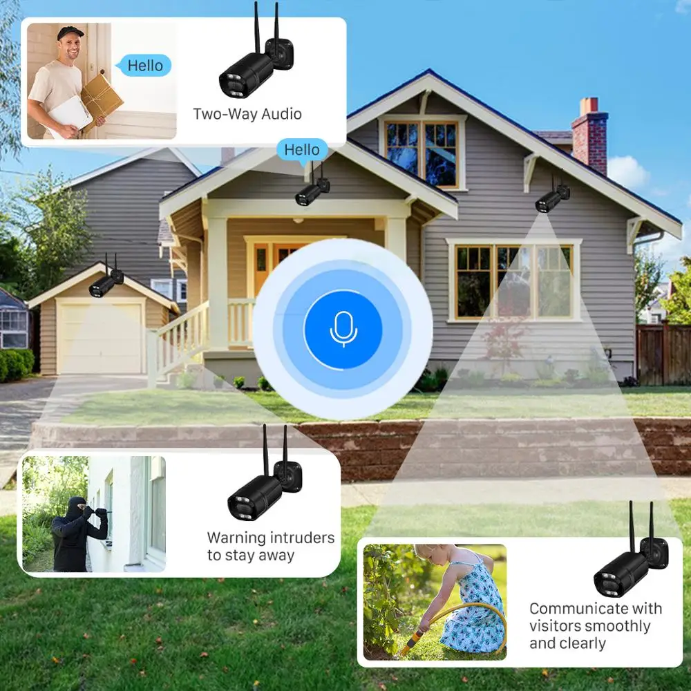 BESDER 5MP Wifi Camera IP Outdoor Ai Human Detect Audio 3MP 2MPHD Color Infrared Night Vision Security CCTV P2P | Безопасность и