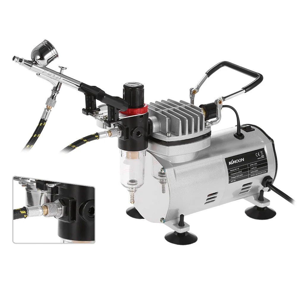 

Professional Airbrush Kit With Air Compressor Dual-Action Hobby Spray Air Brush Set Tattoo Nail Art Paint Supply Cleaning Brush