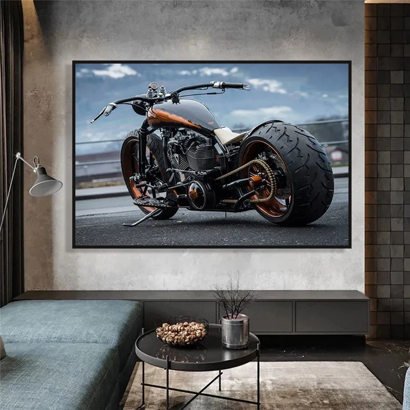

Cool Motorcycle Heavy Locomotive Prints Autocycle Posters Picture Abstract Motorbike Canvas Painting Boy Room Decoration Gift