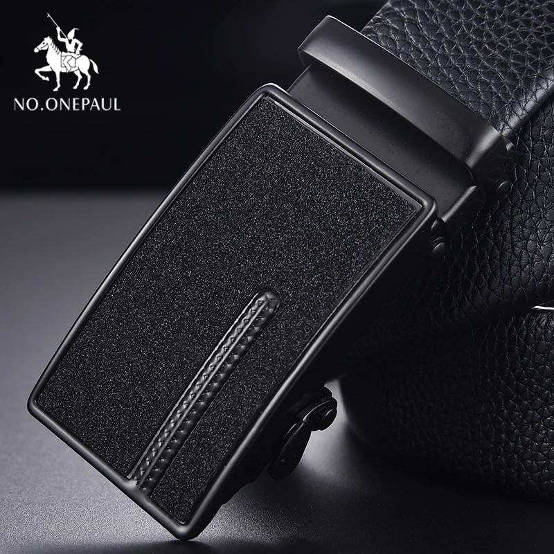 Мужской деловой ремень NO.ONEPAUL черный из натуральной коровьей кожи с