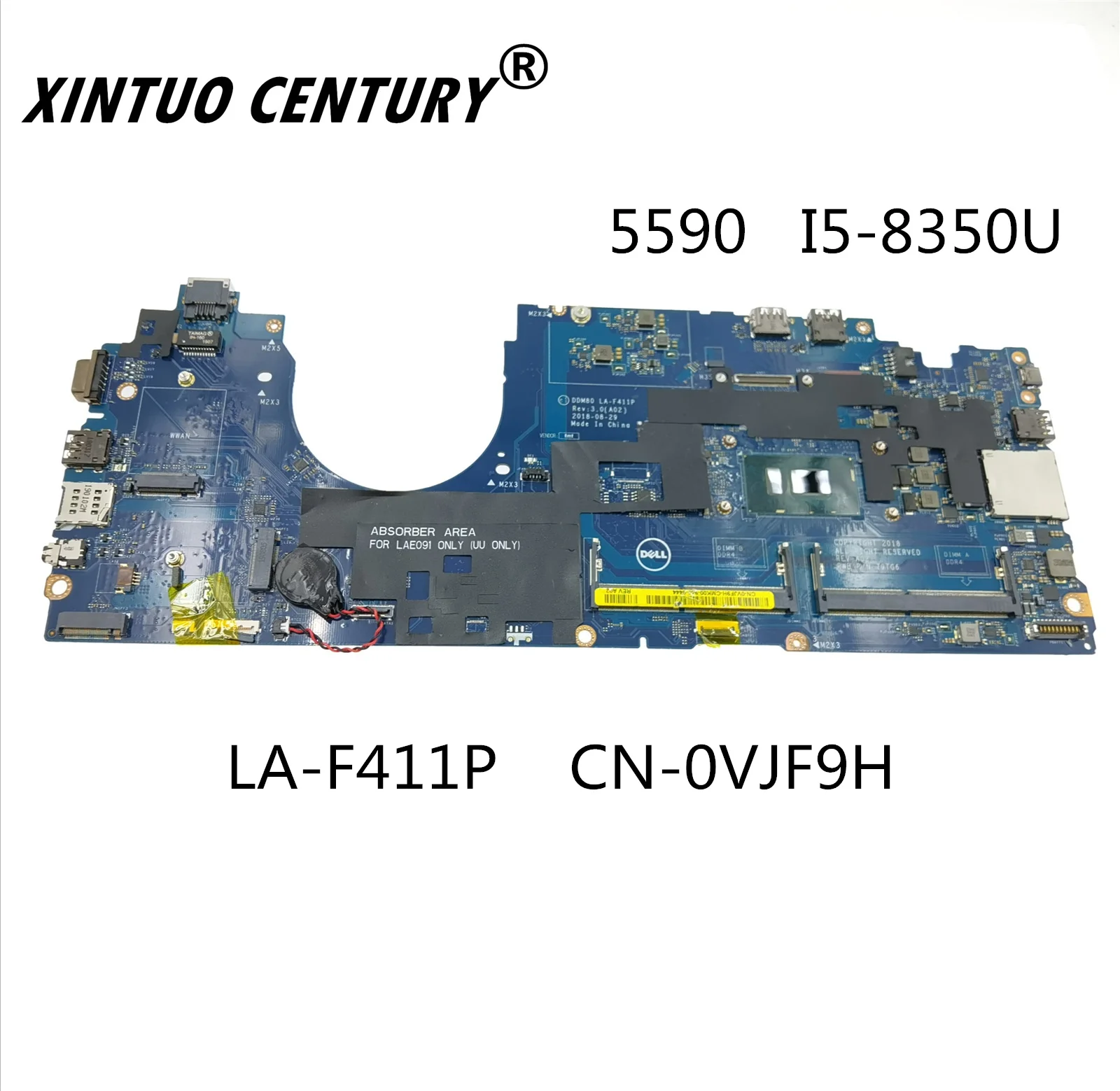 

LA-F411P CN-0VJF9H 0VJF9H VJF9H For DELL Latitude 5590 Laptop motherboard I5-8350U CPU Tested 100% work