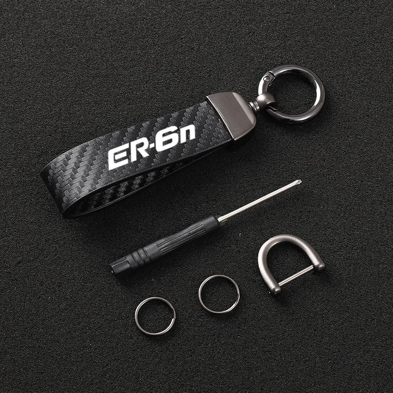 

High-Grade Leather Motorcycle keychain Horseshoe Buckle Jewelry for Kawasaki ER6N ER-6N ER 6N Universal Aluminum