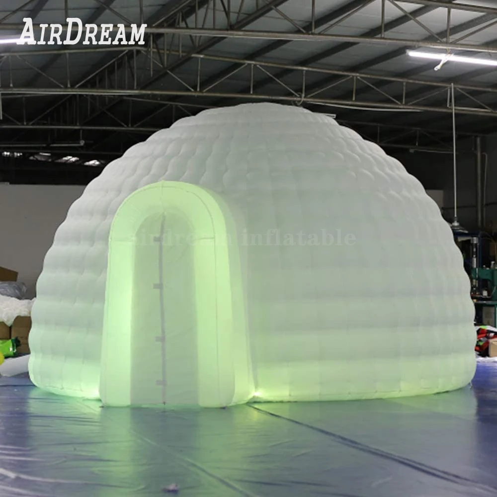 5mD надувная купольная палатка Igloo с воздуходувкой (белая одна дверь) цех для