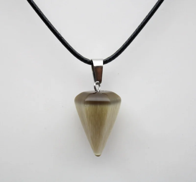 Амулет из натурального камня кошачий глаз лечебный Кристалл шестиугольной формы