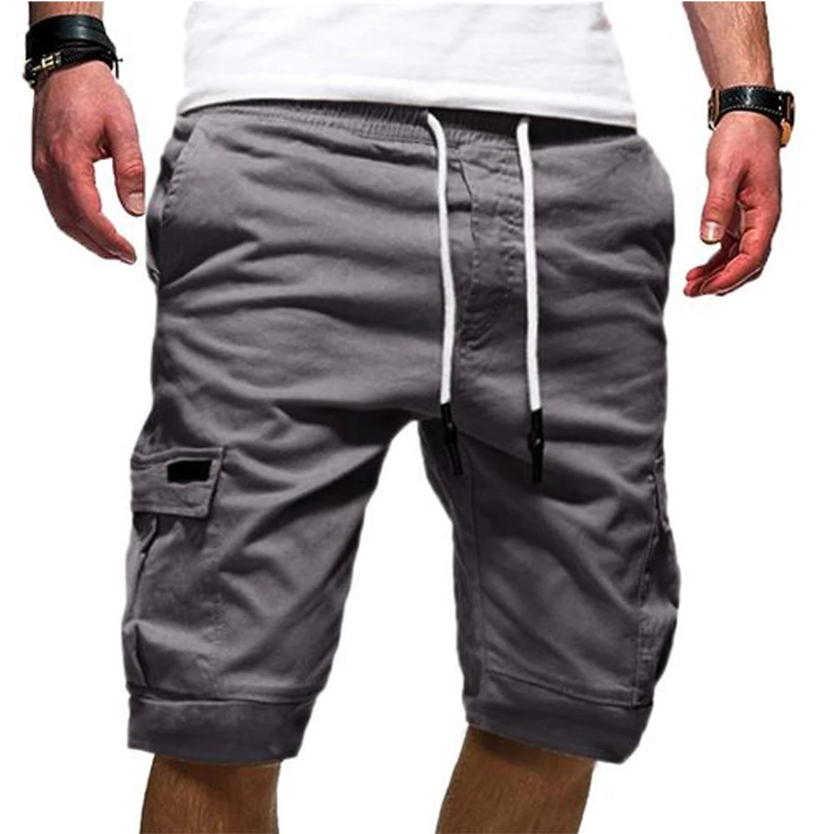 

Bababuy Men Summer Shorts Fashion Casual Multi-Pocket Cargo Pants Drawstring Trousers Men's Pants