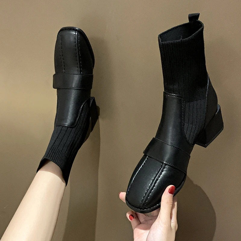 

Female 2020 new thick with Chelsea short boots web celebrity thin boots female Martin boots autumn winter boots, add wool socks