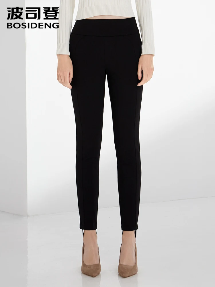 BOSIDENG/зимние теплые штаны на утином пуху с высокой талией женская верхняя одежда