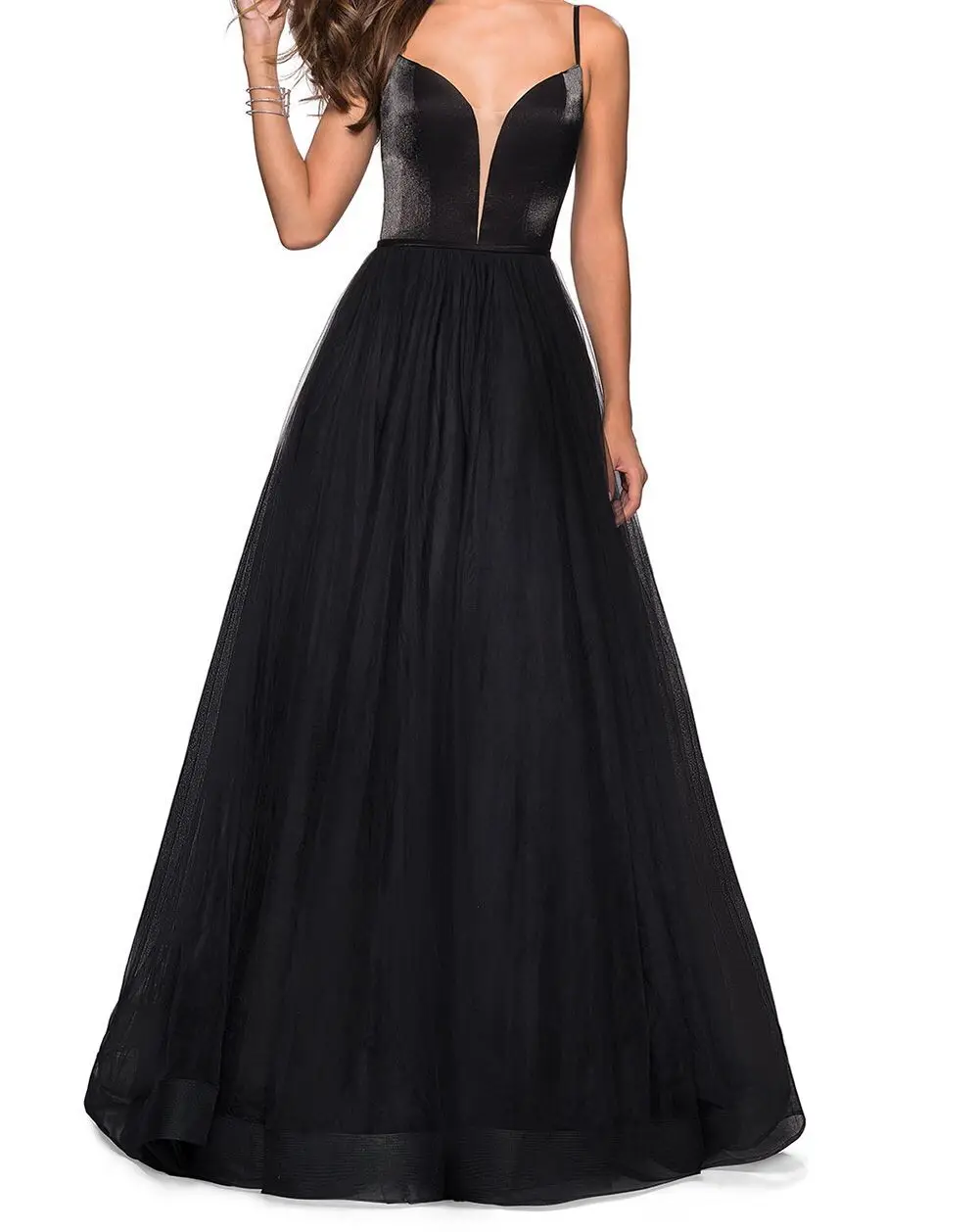 Черный "Бордовые вечерние платья бархат Tulle выпускного вечера vestidos de fiesta de noche вечернее платье abiye gece elbisesi " - Цвет: Черный