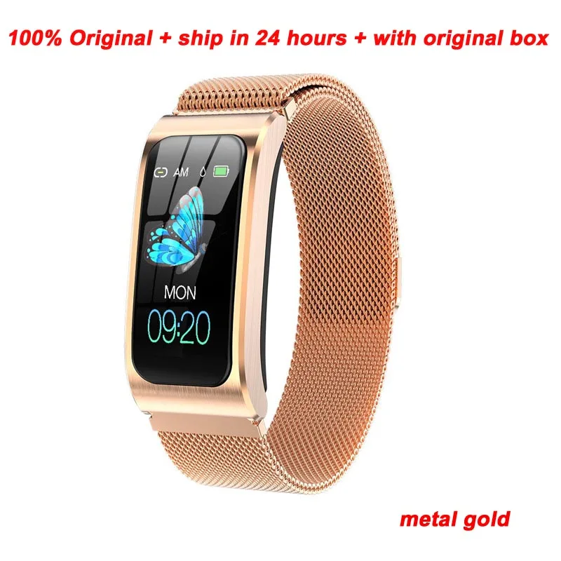 Steel strap gold Greentiger AK12, умный браслет для мужчин и женщин, IP68, водонепроницаемый, для измерения артериального давления, для мужчин, стройный, для контроля за циклом, фитнес-трекер, умный Браслет - Цвет: Steel strap gold