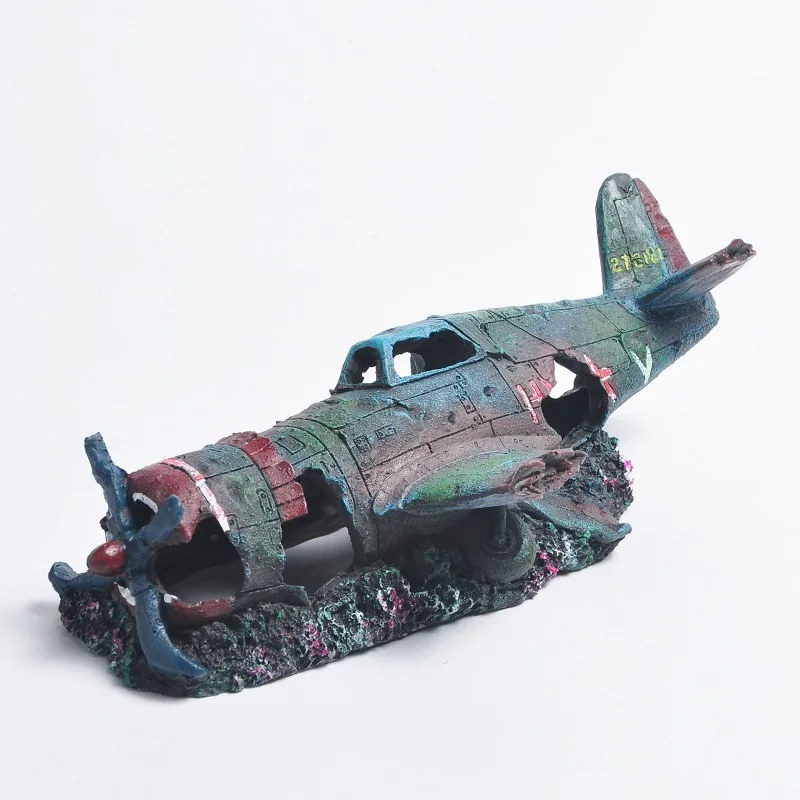 Смола самолет обломки искусственный корабль аквариум пещера домашний декор