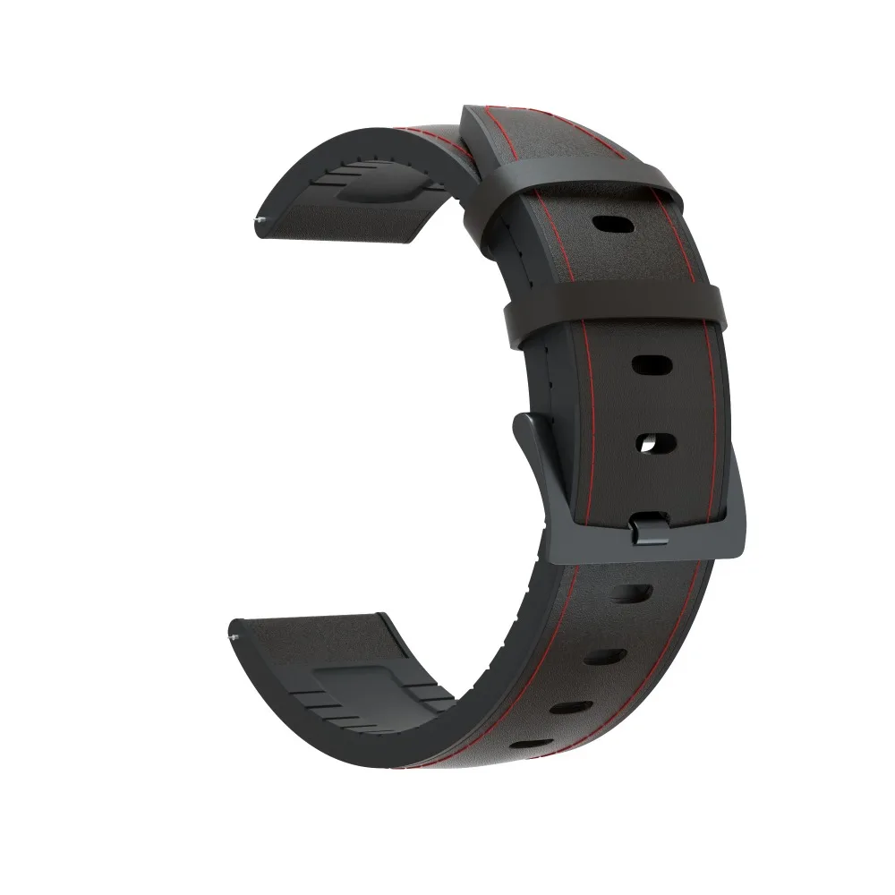 Black 22 мм Универсальный кожаный ремешок для часов Garmin vivoactive 4 ремешок для huawei Watch GT2 GT 2 браслет на запястье Amazfit 2/2S - Цвет: Black