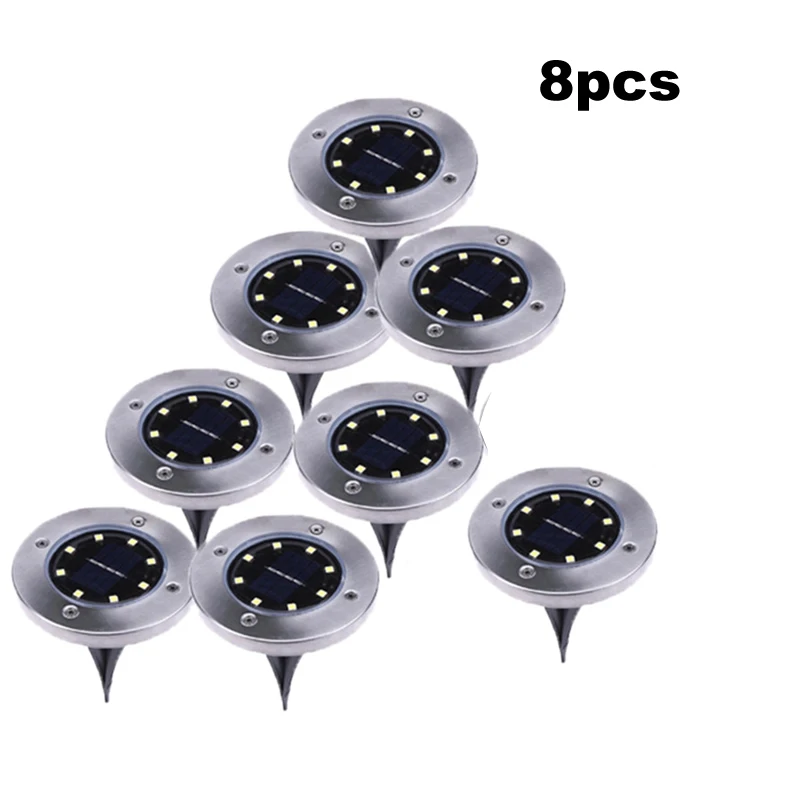 

2-8pcs 8 led Ground Light Solar Powered Garden Landscape Lawn Lamp Buried Light Outdoor Road Stairs Decking light With light Sen