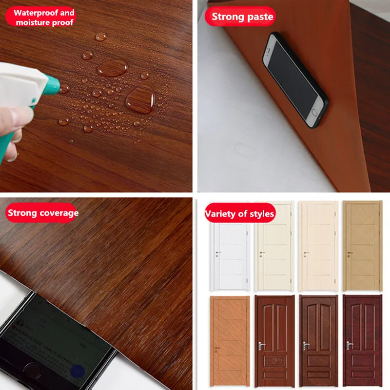 90x210cm/30x500cm Gray Wood Grain Door Sticker Self Adhesive DIY Furniture Desktop Cabinet Refurbishment Wallpaper Home Decor images - 6
