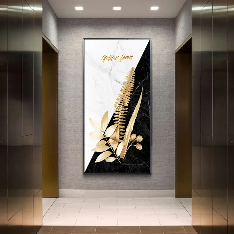 

Modern Gold Leaf Canvas Painting Large Poster and Print for Living Room Bedroom Nordic Black Picture Wall Art Home Decorative