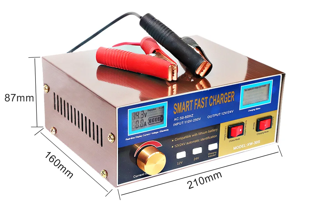 English LCD 400W Lead Acid Lithium Battery Charger for 12V 24V Car Motorcycle Truck Auto Motor Professional Power Charging
