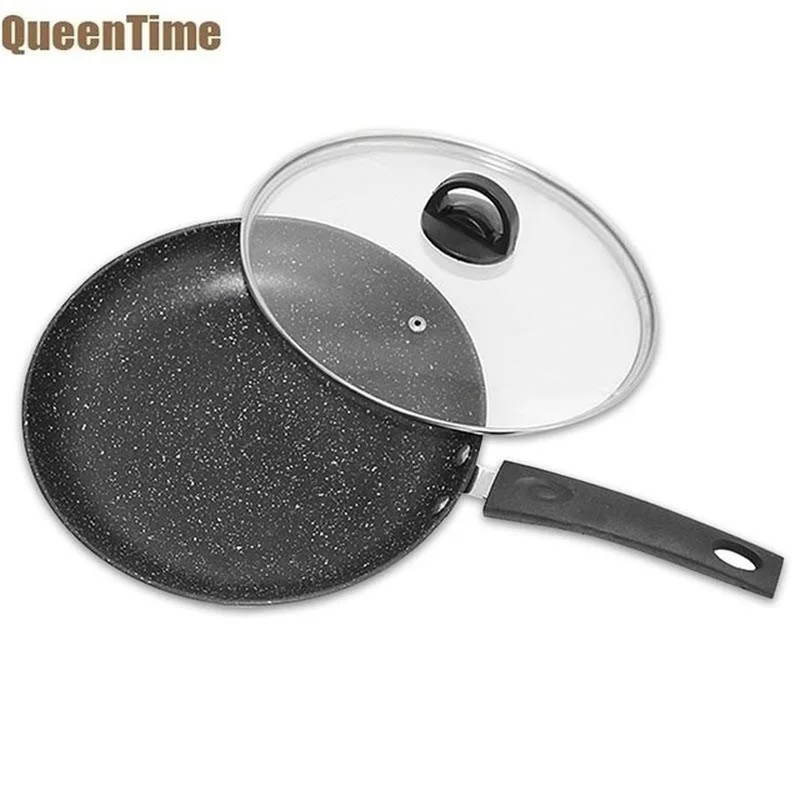 Сковорода с антипригарным покрытием кухонная посуда крышкой и длинной ручкой