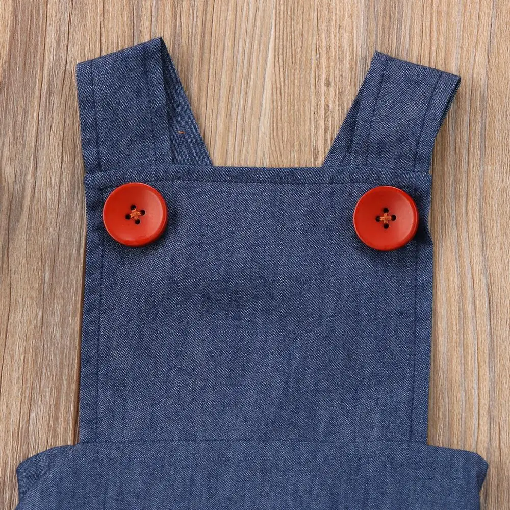 Комбинезон джинсовый для новорожденных комбинезон с шортами маленьких девочек и