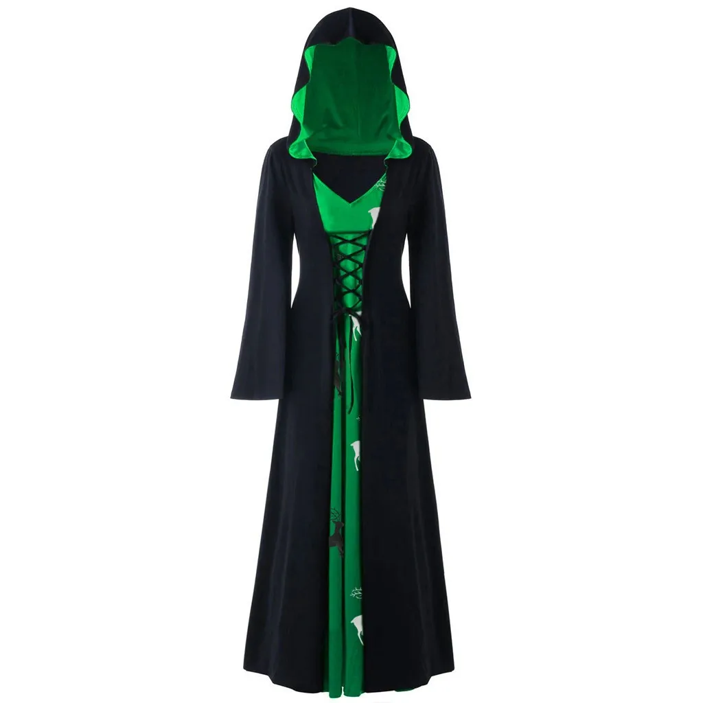 Готическая пятнистая накидка Wicca Robe Witch Larp женские костюмы на Хэллоуин вечеринку