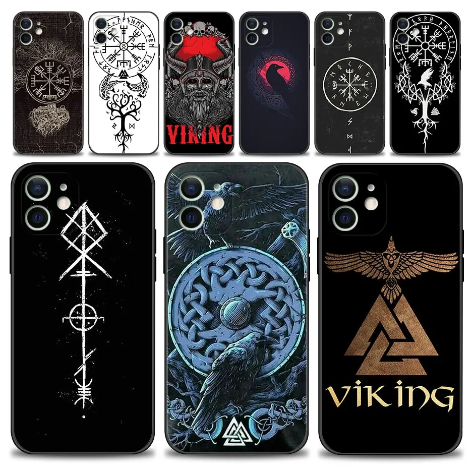 

Viking Vegvisir Logo Phone Case For iPhone 13 12 11 Pro Max XS Max XR X 7 8 Plus 12 Mini 6S 5S SE 2020 Black Cover Silicon Shell