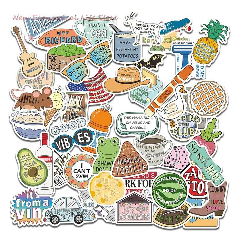 

50 шт./компл. мультяшная наклейка, водонепроницаемая Съемная наклейка граффити