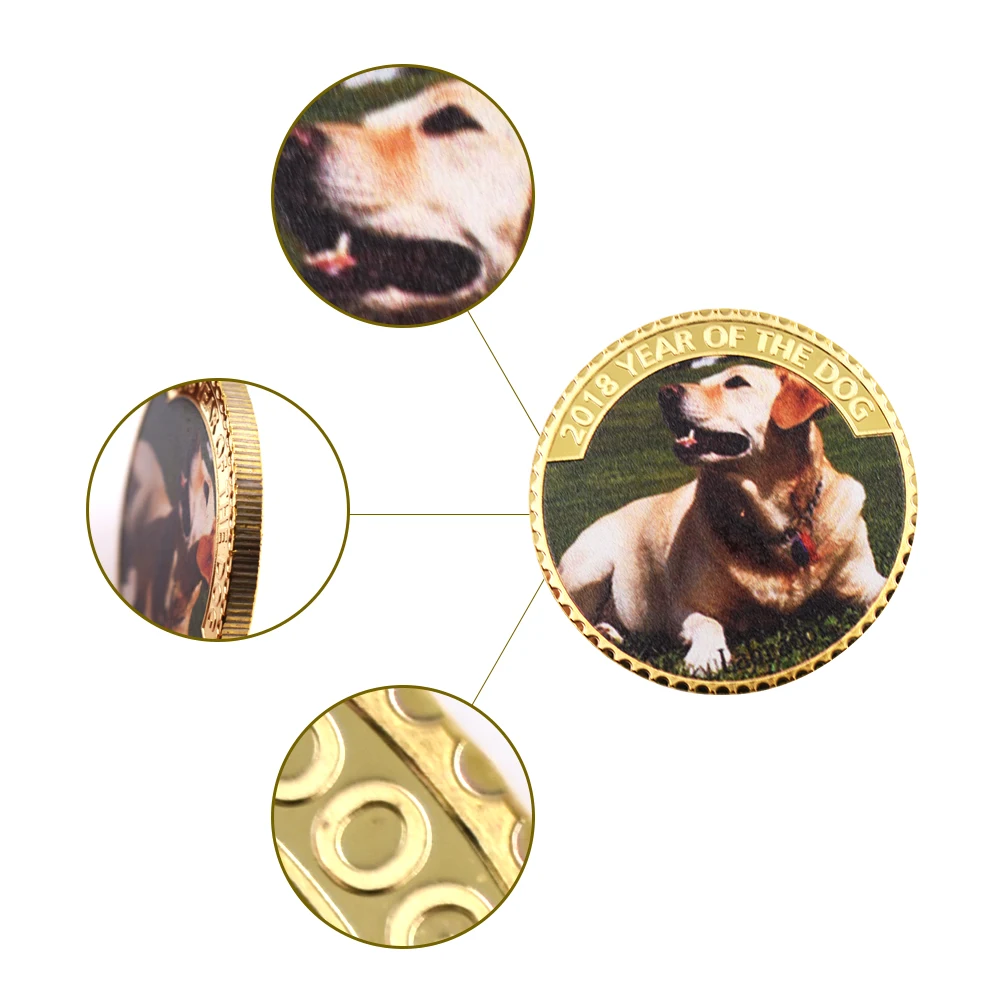 Лабрадор 24k позолоченная памятная металлическая монета 2018 год собаки подарочные