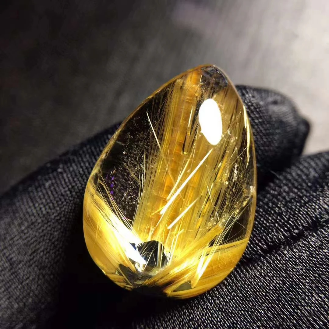 

Genuine Natural Gold Rutilated Quartz Water Drop Pendant Brazil 23*16.2*7.5mm Wealthy Stone Women Men Jewelry AAAAAA